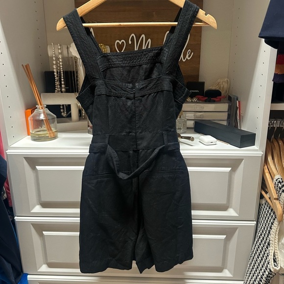 LOFT Linen Blend Belted Strappy Romper in Black - Picture 6 of 8